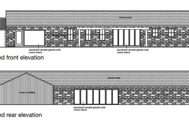 An existing farm building will be extended to accommodate the farm outlet and coffee shop. Credit: ABC planning portal