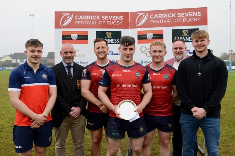 Prize recipients at the Carrick Sevens.