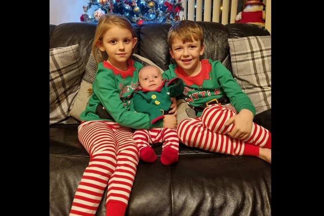 Baby Corey's first Christmas with big brother David and big sister Alana.
