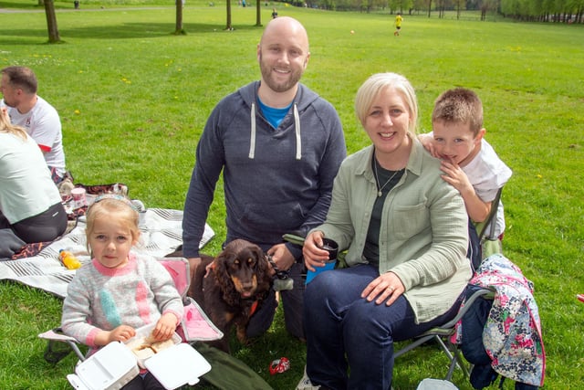 The Sharpe family who had a great day at the Shankill Parish Picnic in the Park on Sunday. Included are from left, Bethany (9), dad, Neil, mum, Jacqueline and Nathaniel (6). LM19-204.