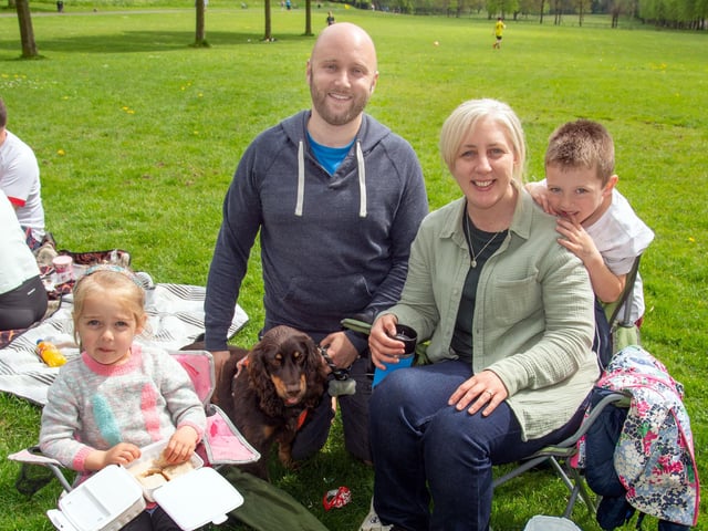 The Sharpe family who had a great day at the Shankill Parish Picnic in the Park on Sunday. Included are from left, Bethany (9), dad, Neil, mum, Jacqueline and Nathaniel (6). LM19-204.