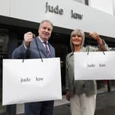 Robert Lynn of Danske Bank (left) and Jude Law, owner of Jude Law Boutique. Credit: Kelvin Boyes/ Press Eye