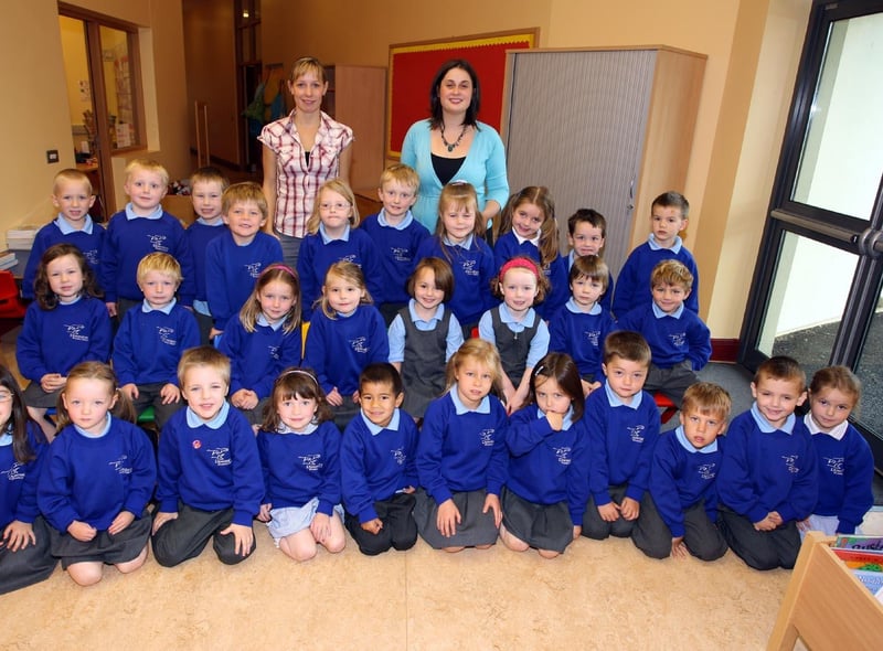 Downshire Primary School P1W class pictured in 2007 with teacher Mrs Hannah Marriot and Classroom Assistant Mrs June Kerr