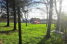 The Air Ambulance Northern Ireland at the scene of the rescue in Antrim. Picture: PSNI