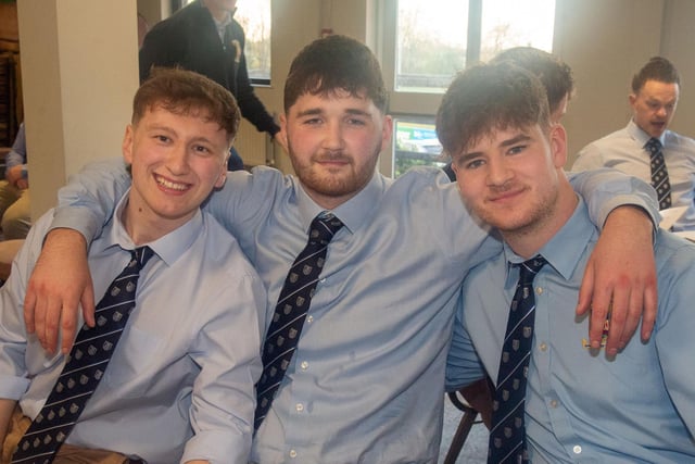 Pictured at the awards dinner are from left, Matthew Gillespie, Scott Craig and Max Boyce. PT14-227.