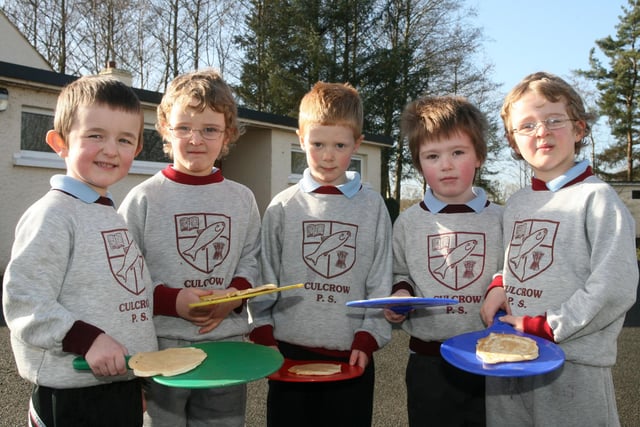 Primary 2 pupils from Culcrow PS who took part in the pancake races on Shrove Tuesday in 2007.