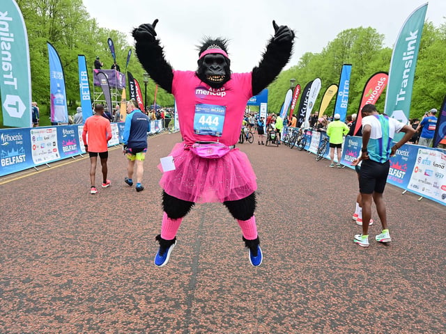 Enjoying being part of the annual Belfast City Marathon.