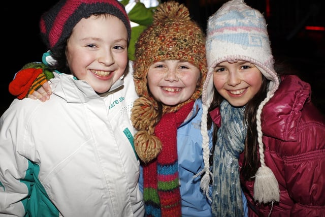 Daire, Lauren and Caoimhe having fun during the switch on of the Christmas Lights in Portstewart in 2010