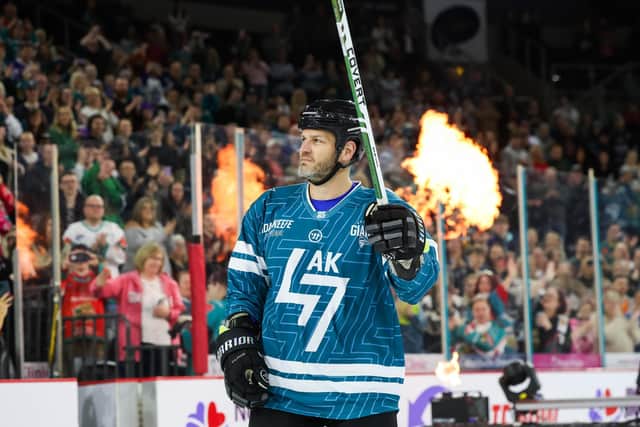 Adam Keefe takes to the ice at the Testimonial Game at the SSE Arena, Belfast. Picture: Press Eye/Darren Kidd
