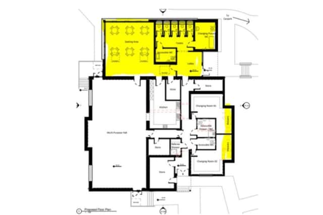 The approved extension to the floor plan is highlighted in yellow. Credit: Mid Ulster District Council
