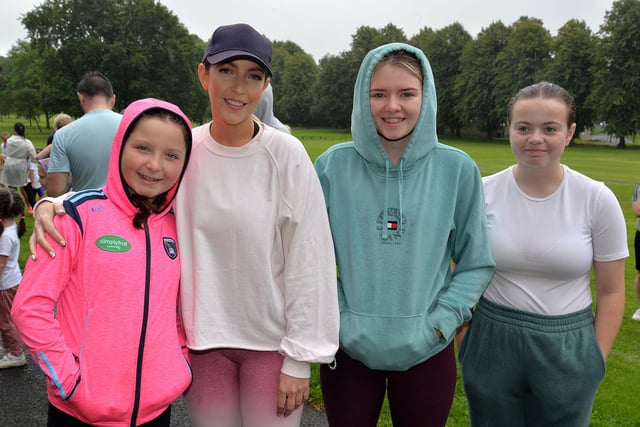 Getting ready to run at the Healthy Kidz colour run in Lurgan Park are from left, Madison Lawless, Shannon McGeown, Danagh McCrory and Maidhe-Jade McCleary. LM35-212.