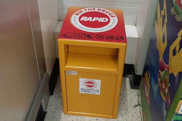 One of the RAPID drug disposal bins.
