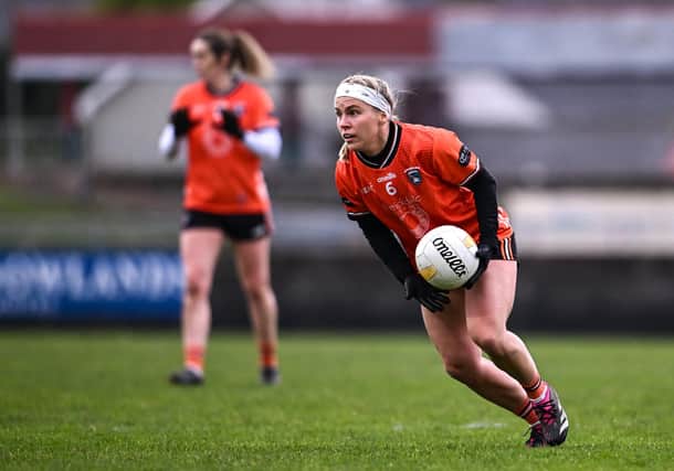 25 January 2025; Lauren McConville of Armagh during the Lidl Ladies National Football League Division 1 match between Kerry and Armagh at Austin Stack Park in Tralee, Kerry. Photo by Piaras Ó Mídheach/Sportsfile *** NO REPRODUCTION FEE ***