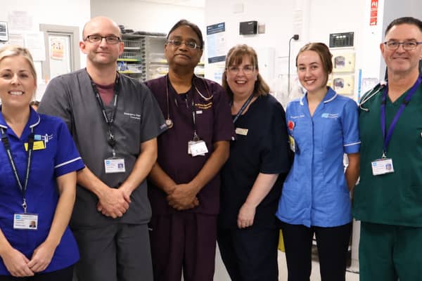 The EEMAC team at Craigavon Area Hospital and Emergency Department. The dedicated area, introduced earlier this year, is helping patients to be assessed sooner and supporting patient flow through the department.