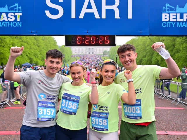 Enjoying the moment at the annual Belfast City Marathon.