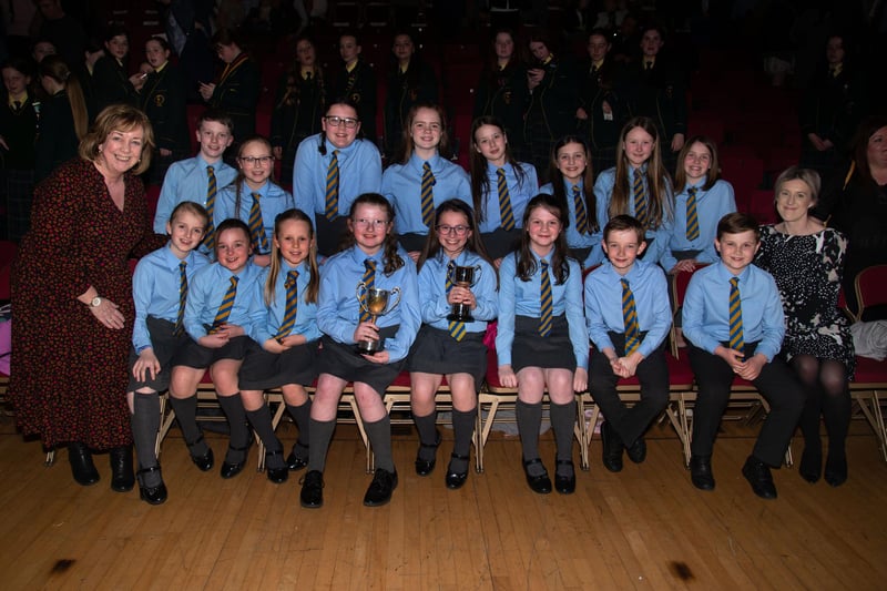 Ballinderry Primary School Choir pictured with prizes won on the final night of Portadown Music Festival. PT16-221.