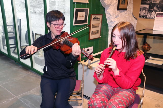Providing traditional music  at the opening of Ballycastle Museum
