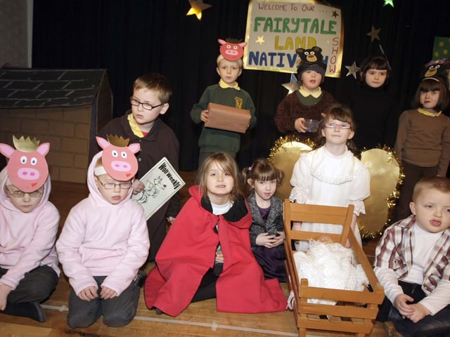THE 'A' TEAM. Pictured at St Brigid's PS Christmas Play are pupils from Class A who performed 'Fairytale Land Navitity Story' in 208