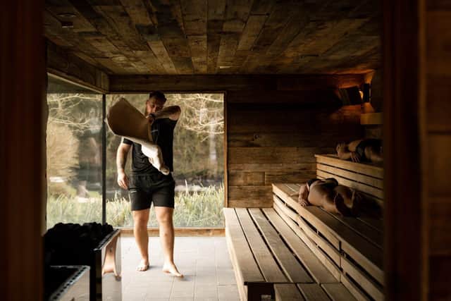 Sauna master Pavel performing the Aufguss ritual. Picture: Galgorm Resort.