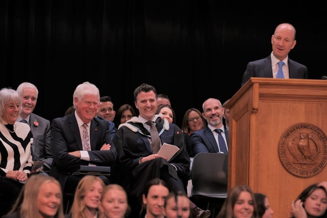 Guest of Honour at Lurgan College Speech Day was BBC sports journalist Stephen Watson pictured during his 'inspirational' address.