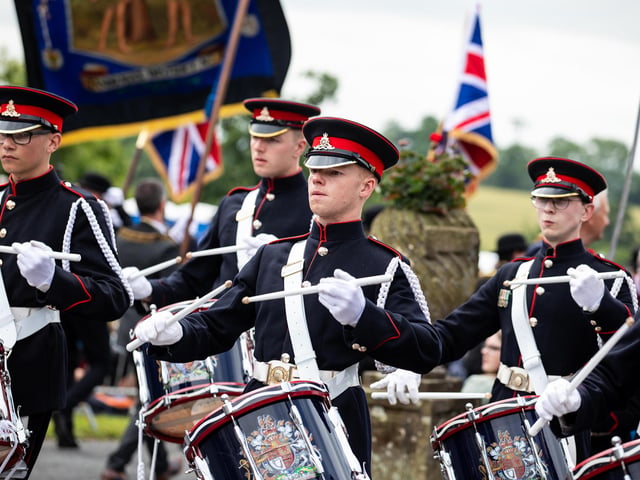 Taking part in the Royal Black Institution parade in Scarva on Saturday.