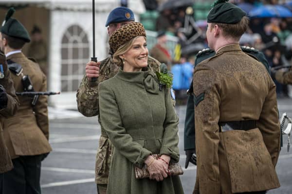 Her Royal Highness The Duchess of Edinburgh visited the 2nd Battalion, The Royal Irish Regiment (2 R IRISH) in Lisburn, seeing them mark St Patrick’s Day with a parade and presentation of shamrock. Picture: Mark Owens / MOD