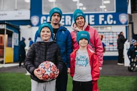 Representatives from St Patrick’s PTA enjoyed the lively clash between Coleraine FC and Carrick Rangers FC. They were guests of Fibrus and a recent recipient of the full fibre broadband provider’s Northern Ireland Community Fund. Credit David Cavan