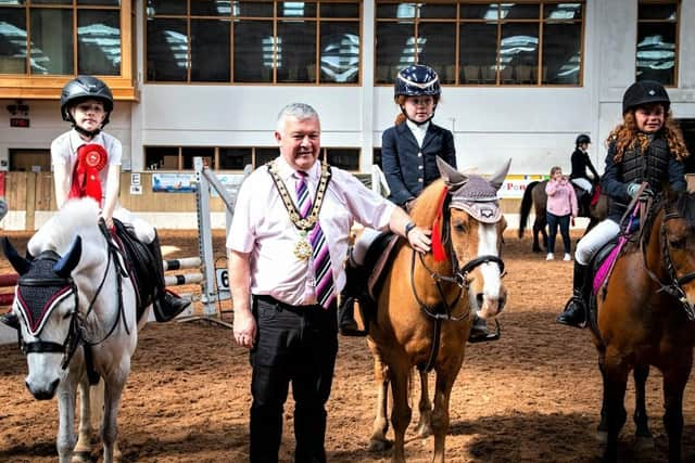 Mayor Cllr Ivor Wallace with some of the winners