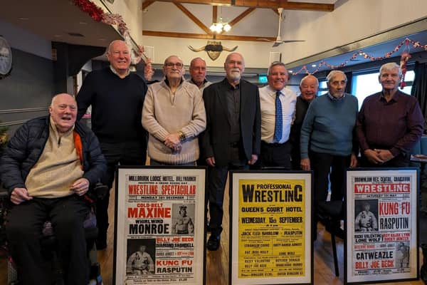 George Crothers, Ian Shirlow, Dennis Millar, Cecil Brown, Peter Nulty, Sean Montgomery, Bruce Stevenson, Noel Arnott and Ralph Hunter at the event in Carrick on December 30.