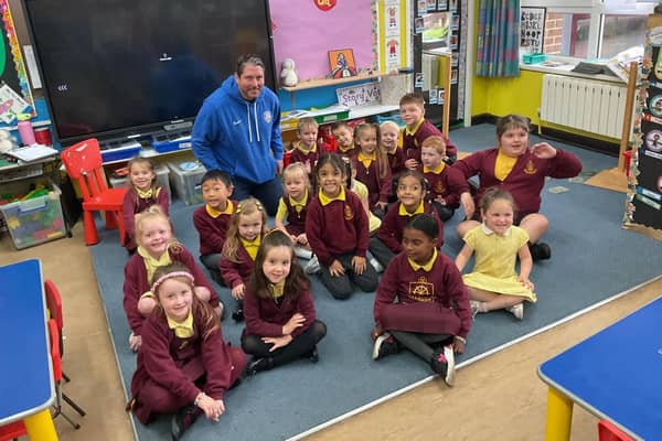 Management staff from Coleraine FC were delighted to spend several hours at Millburn Primary School.
