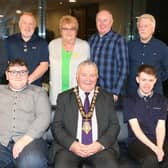 The Mayor of Causeway Coast and Glens Borough Council, Councillor Ivor Wallace, pictured with FUSE FM presenters at Cloonavin