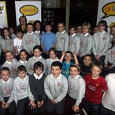 Patricia Lewsley of the Children's Commission pictured with Fort Hill Primary School pupils taking part in Ur Voice where children take part in activities based on Voting in 2007