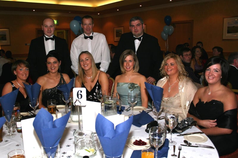 Claire Dickson, Emma Kane, Stephanie archer, Adele Dawson, Helen Courtney, Vicky Robb and friends at the charity ball in Edenmore Golf Club in 2007.