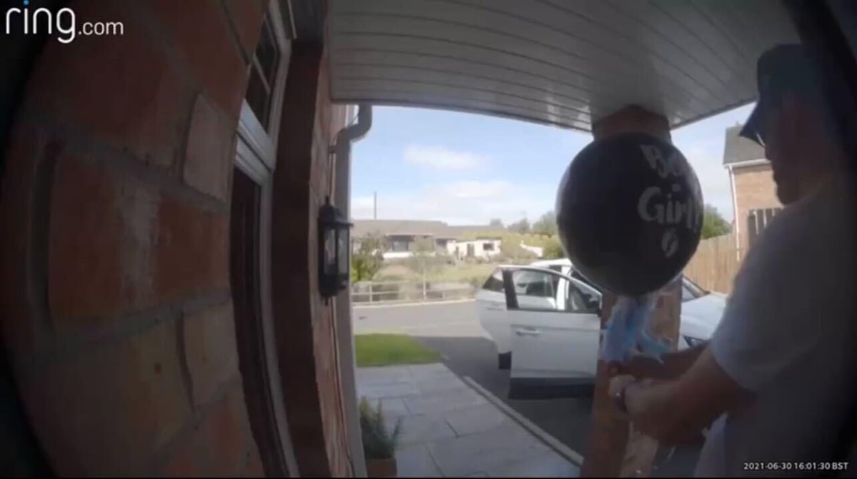 Watch: Hilarious Ring video doorbell footage captures Northern Ireland couple's gender reveal gone wrong