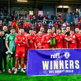 Larne pictured with the Charity Shield
