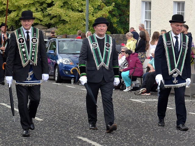 Sir Knights of Summerisland District stepping out at the RBP Last Saturday parade in Loughgall. PT35-214.