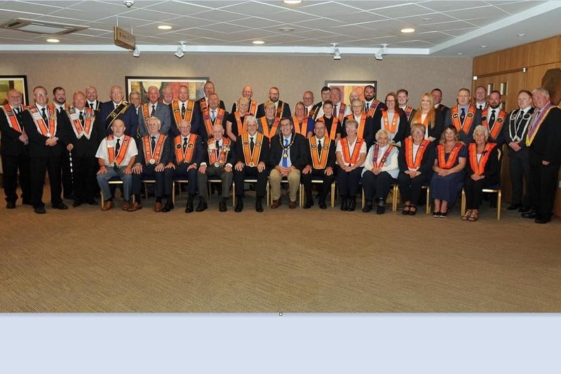 Lord Mayor of Armagh City, Banbridge and Craigavon, Alderman Stephen Moutray with representatives from some of the groups who use Carleton Street Orange Hall.
