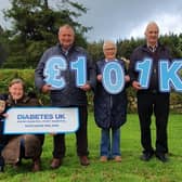 Pictured from left are Katy Hunter (Harry Irvine's daughter) with her son Tommy, Harry Irvine, Liz Downey and Warnick Manson.  Picture: Diabetes UK Northern Ireland