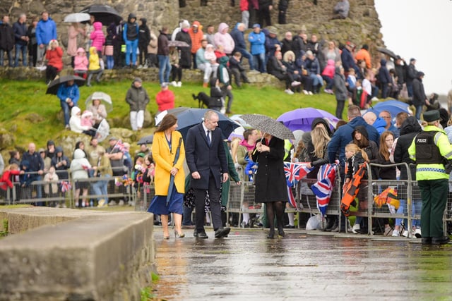 The crowd gathers for the royal visitors.