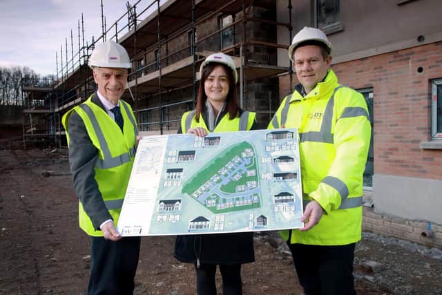 L-R Michael McDonnell (Choice Group Chief Executive), Mairead Burns (Choice Senior Development Officer) and Damian Trolan (DTL Construction). Choice Housing has announced an investment of £6m in social housing provision on the Somerset Road area of Coleraine, which is expected to be completed by Spring 2024.
