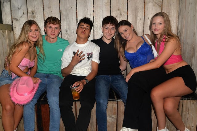 Students who celebrated their exam success at a results party at Bennetts Bar and Nightclub on Thursday night. PT43-214.