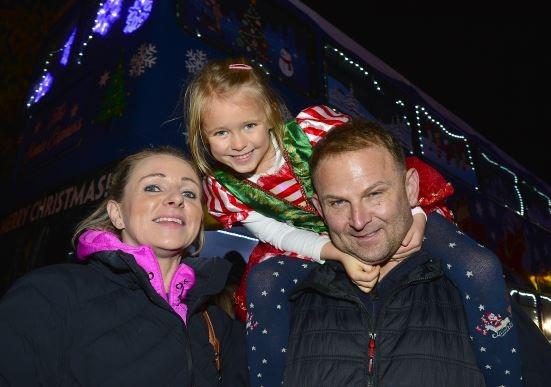 Katy, Lola and Robin Neeson excited for their Santa experience on the Santa Express.