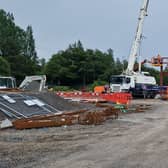 Work on erecting the structural steelwork for the new McDonald's restaurant at Magherafelt. Credit: National World