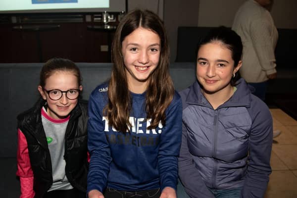 Ready for the St John the Baptist's College fundraising quiz on Friday night are from left, Ollie Towe, Ciera McKeever and Eabhe McKeever. PT12-261.