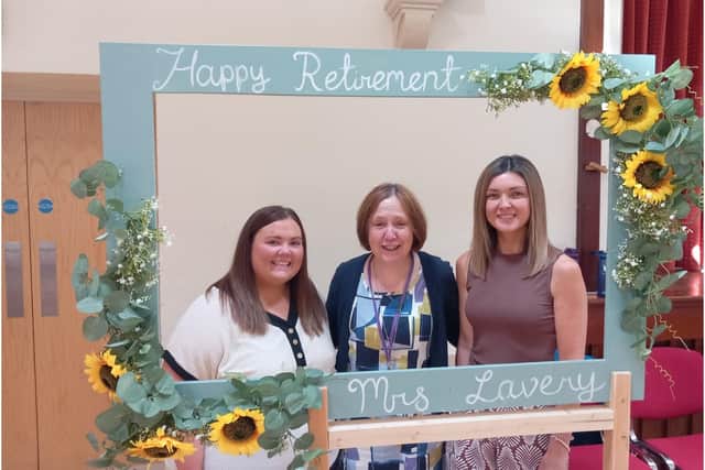 PTA chair Helen Faulkner, Mrs Lavery and Lynsey King, PTA secretary.