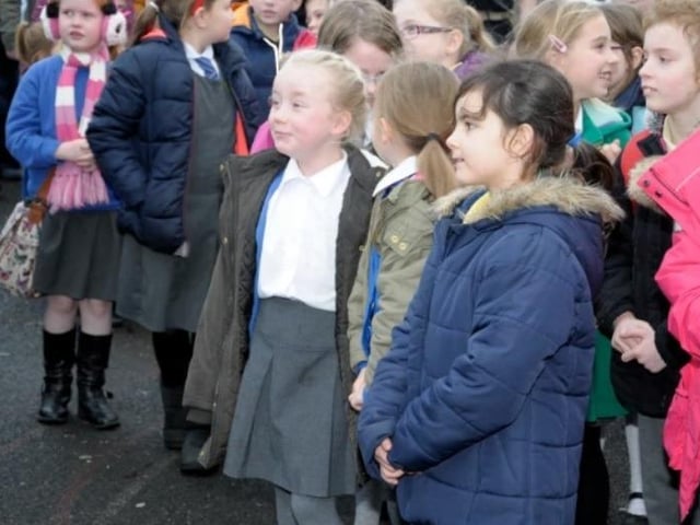 Pupils enjoying Christmas celebrations in New Mossley in 2015.
