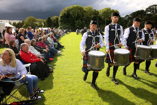 Crowds gathered for the Ulster Pipe Band and Drum Major Championships in Antrim.