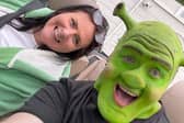 Director Kerry Kane and Shrek aka Aidan Hughes
