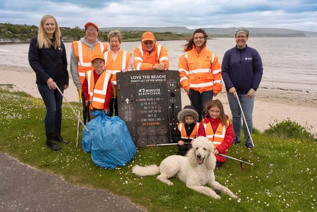 Catherine Hunter, education officer for Mid and East Antrim Council (MEABC); Eco-Ranger volunteers Alyson Kerr, Ann Morrow, Abe Agnew and Christine Leacock; and Lisa Kirkwood, outdoor recreation officer for MEABC, with (front) Ben Crooks, Alexander Leacock and Charlotte Leacock. Photo by: Chris Neely