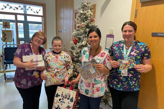 Play Specialist Gillian Sinclair, Orlaith McMullan, Staff Nurse Chloe Armstrong and Staff Nurse Aoife Harkin. Pic credit: SEHSCT
